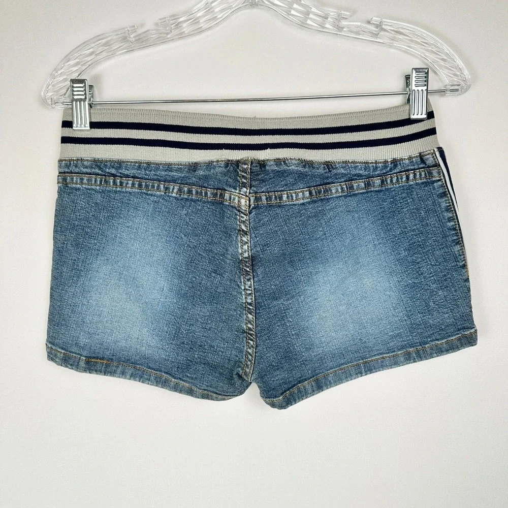 Vintage Rare Forever 21 Denim Shorts 9 Blue Stretch Striped Y2K 90s Retro Resort